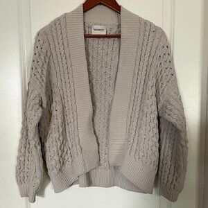 Abercrombie & Fitch Chenille Cable Knit Sweater Cardigan Tan Size Small